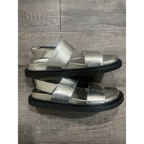 Homers Silver Banded Leather Hand Crafted Strappy Platform Sandals Size 36 US 6 - Picture 5 of 10